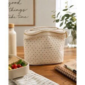 Kate Spade New York Out To Lunch Polka Dot Insulated Lunch Tote Bag Cream Black